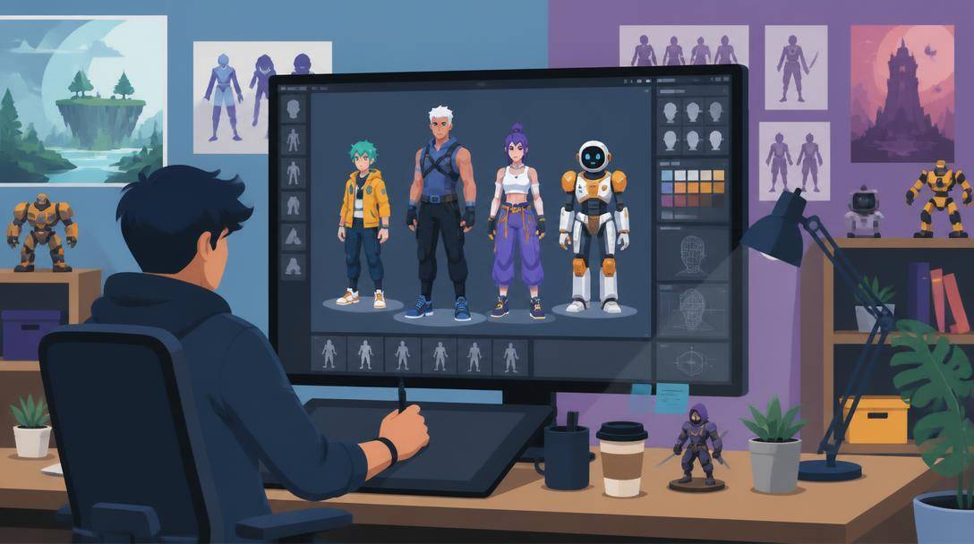 Creatore di mondi virtuali che sviluppa avatar tridimensionali personalizzati al computer