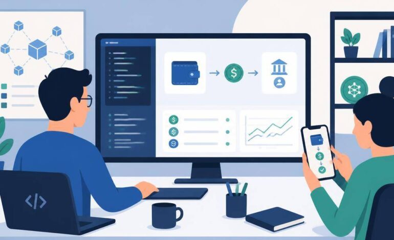 Sviluppatori blockchain che testano la creazione di un wallet digitale e il trasferimento di stablecoin